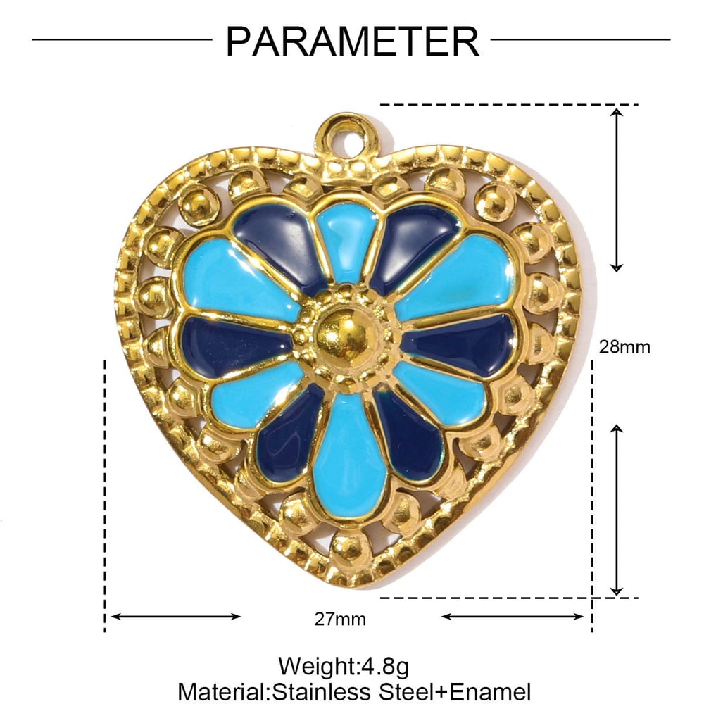 1 Piece Colorful Heart Stainless Steel Women's Pendants Picture2