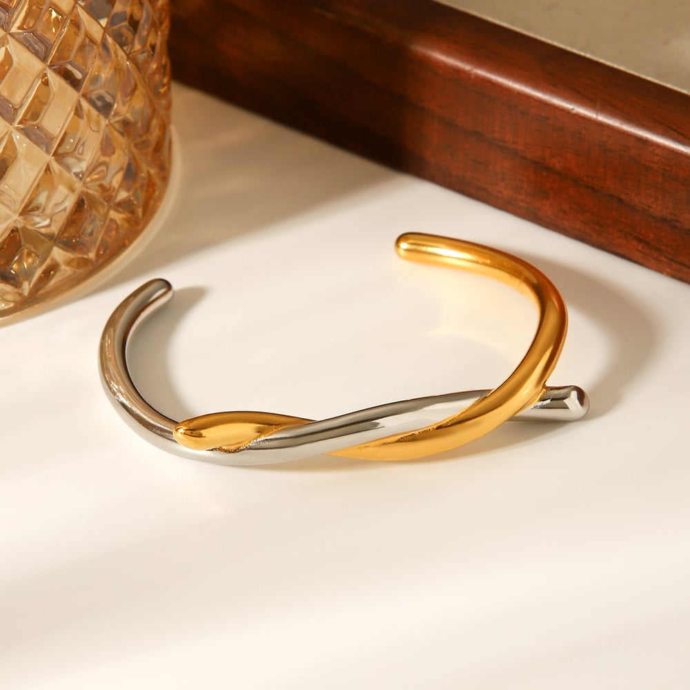 1 Piece Knot Shape Mixed Gold Stainless Steel  Cuff Bracelet h5Picture5