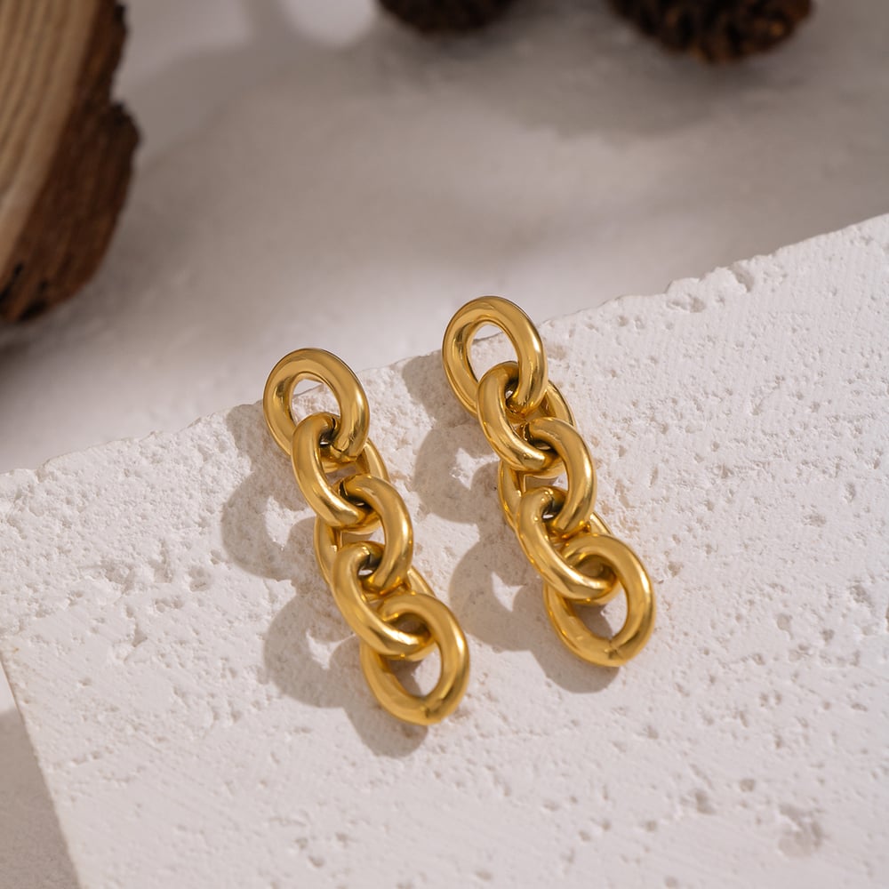 Boucles d&#39;oreilles pendantes en acier inoxydable (1 paire) Image4