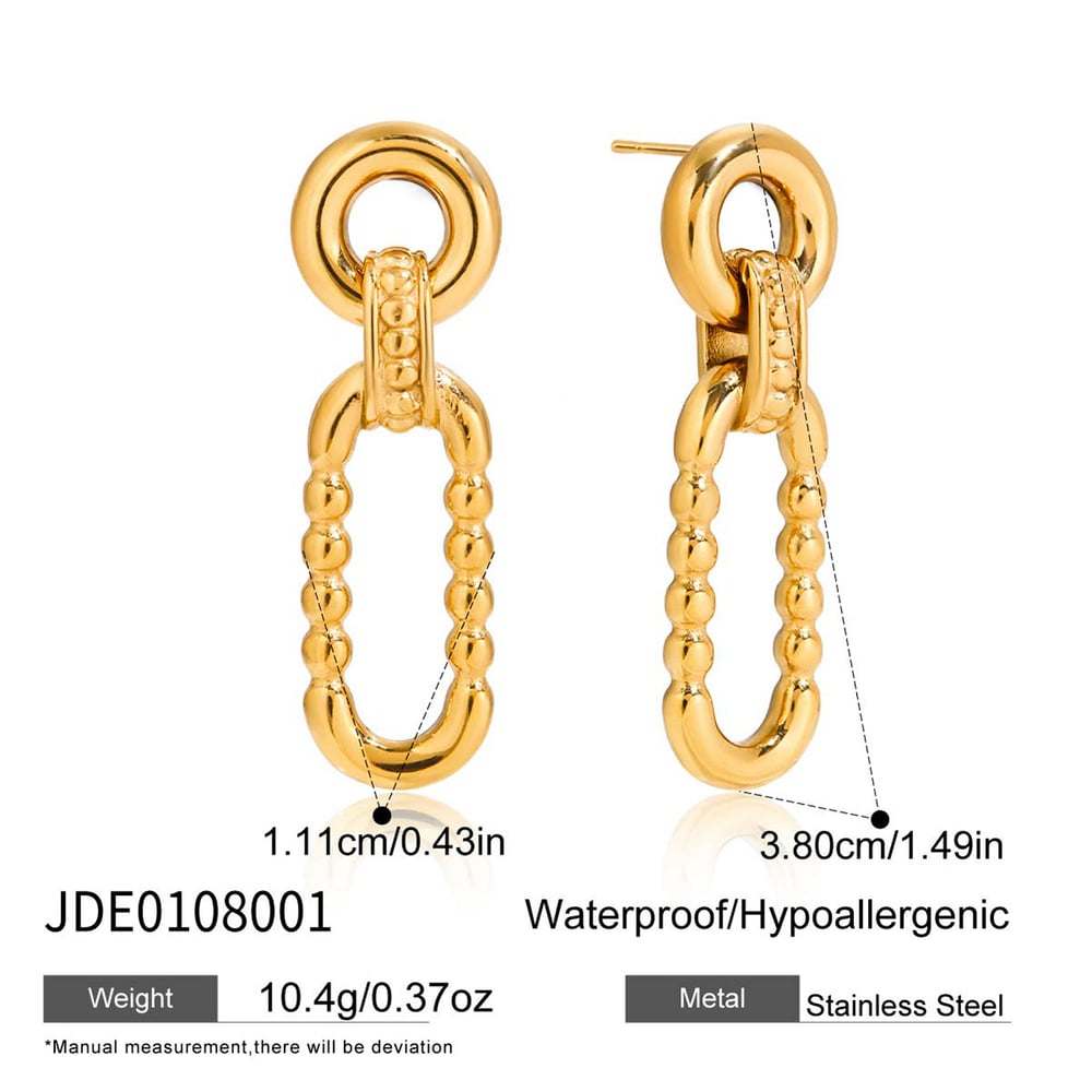 1 Pair Classic Circle Stainless Steel Gold Color Women's Drop Earrings Picture2