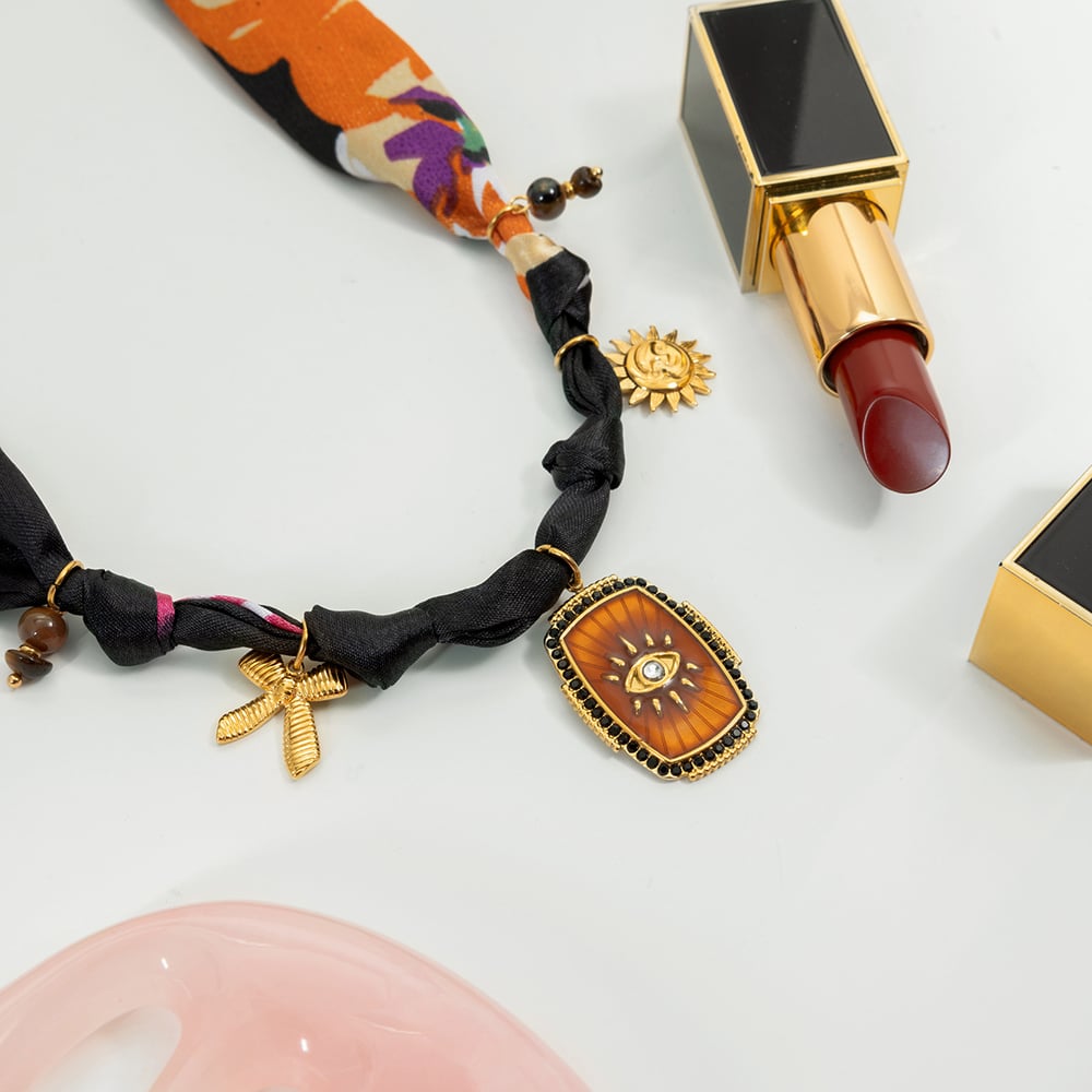 1 Piece Luxurious Devil's Eye Stainless Steel Gold Color Natural Stone Women's Pendant Necklaces Picture5