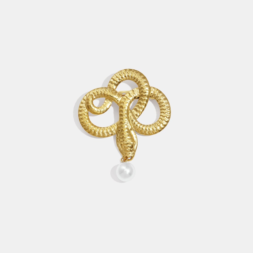 Broche en acier inoxydable doré en forme de serpent (1 pièce)