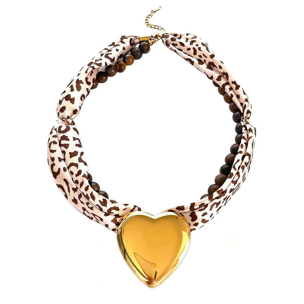1 Piece Retro Leopard Print Pattern Natural Stone & Glass Beaded Necklace