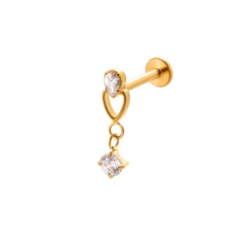 1 Piece Flower Titanium Alloy Gold Color Zircon Women's Piercing Earrings Picture5