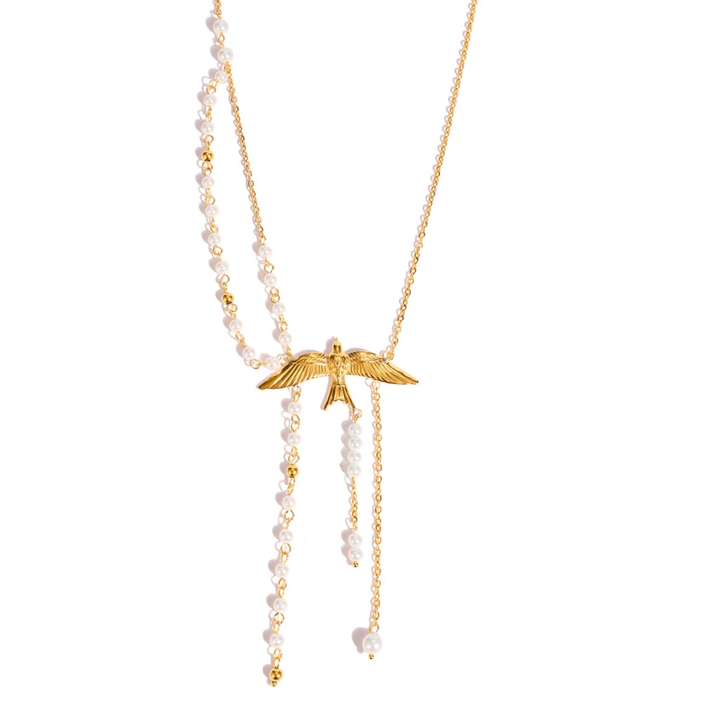 1 Piece Elegant Tassel Birds Stainless Steel Gold Color Women's Pendant Necklaces 