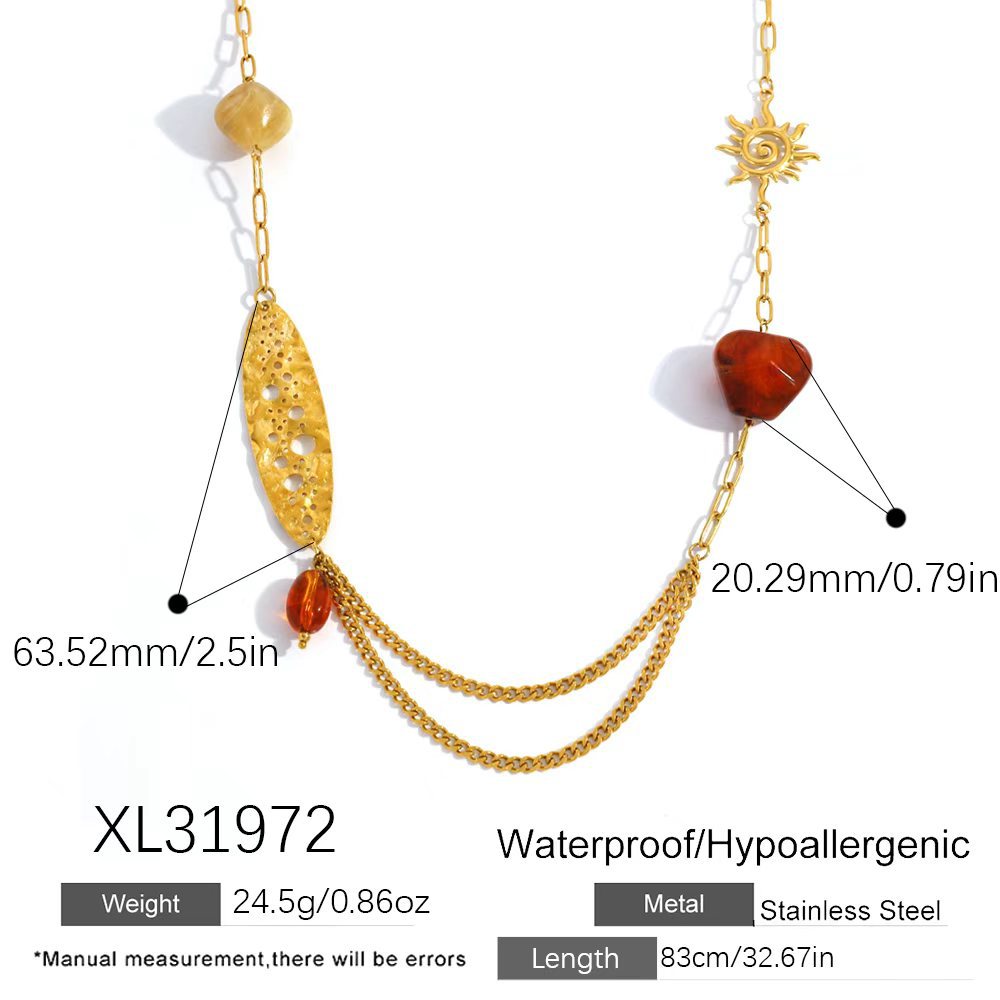 1 Piece  Sun Hollowed-out Stainless Steel Women's Chain Necklaces