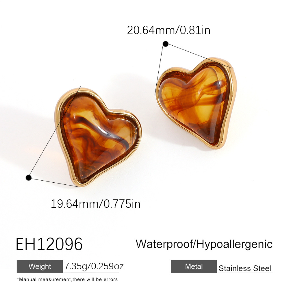 1 Pair Simple Series Daily Heart Circle Stainless Steel Women's Stud Earrings 