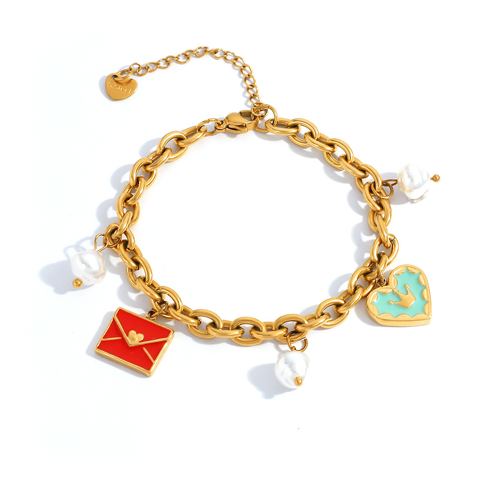 1 Piece Ethnic  Daily Heart Chain  Stainless Steel Women's Charm Bracelets Picture3