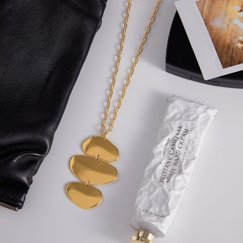Sleek Irregular Oval Stainless Steel Gold Color Women's Jewelry Sets h5Picture6