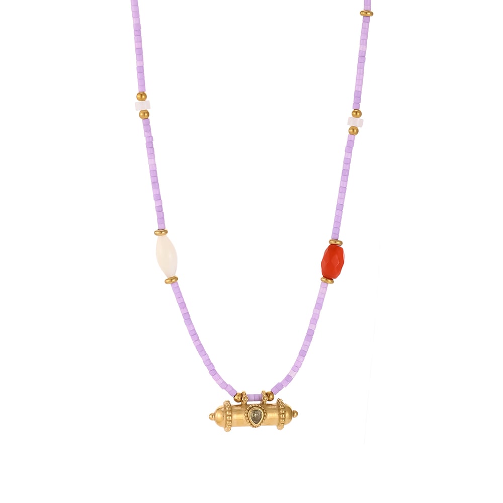 Collar de cuentas vintage para mujer con piedras naturales de colores variados (1 pieza) Imagen5