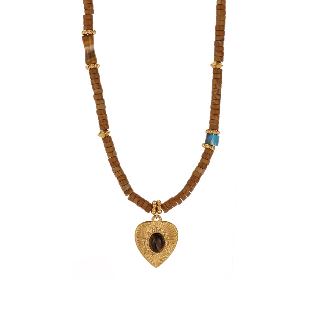 Collar de cuentas clásico con flores y piedras naturales para mujer, 1 pieza Imagen6