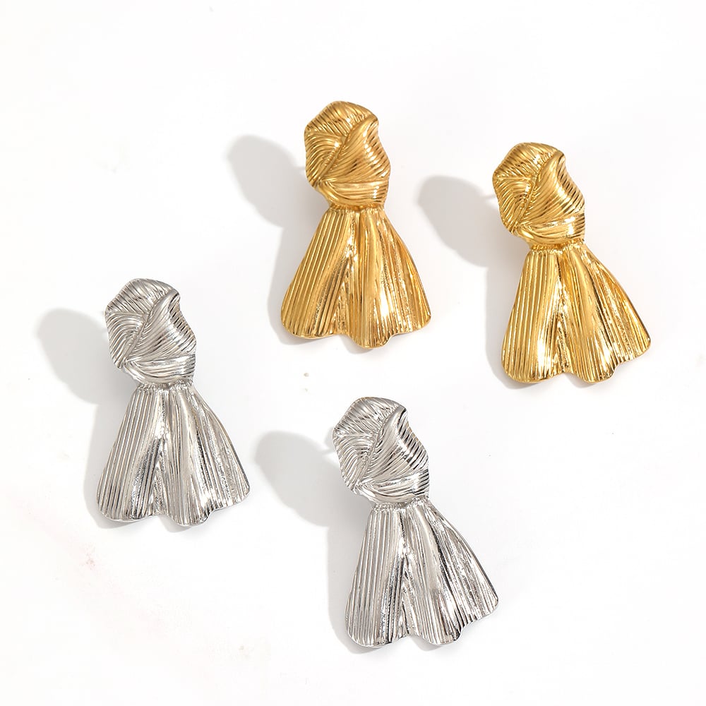 1 Pair Bow Tie Shape Stainless Steel Gold Color Stud Earrings Picture3