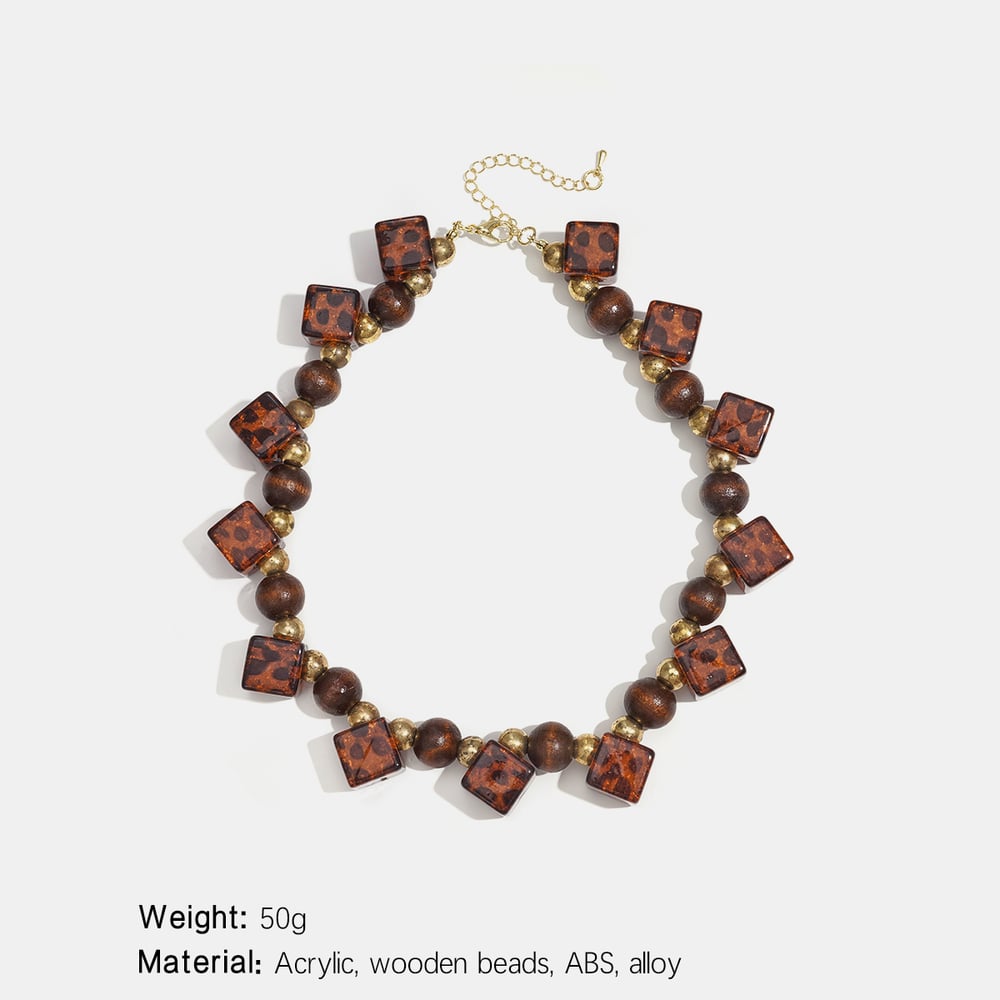 1 Piece Retro ABS & Wooden Beads Necklace 