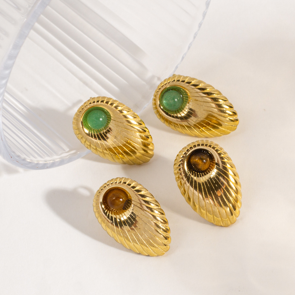 1 Pair Simple  Retro Thread Stainless Steel Women's Stud Earrings Picture3