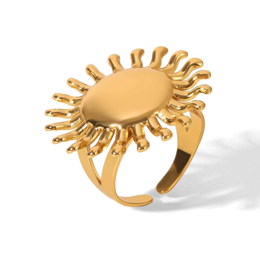 1 Piece Sun Stainless Steel Gold Color Statement Ring