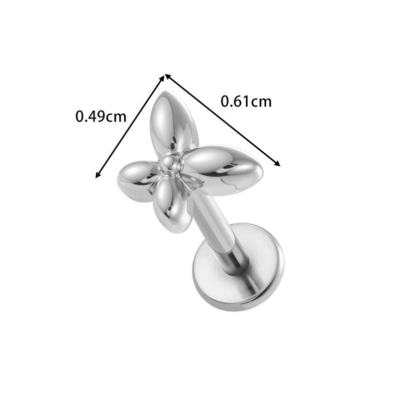 1 Piece Minimalist Star Rectangle Titanium Alloy Gold Color  Zircon Women's Piercing Earrings Picture2