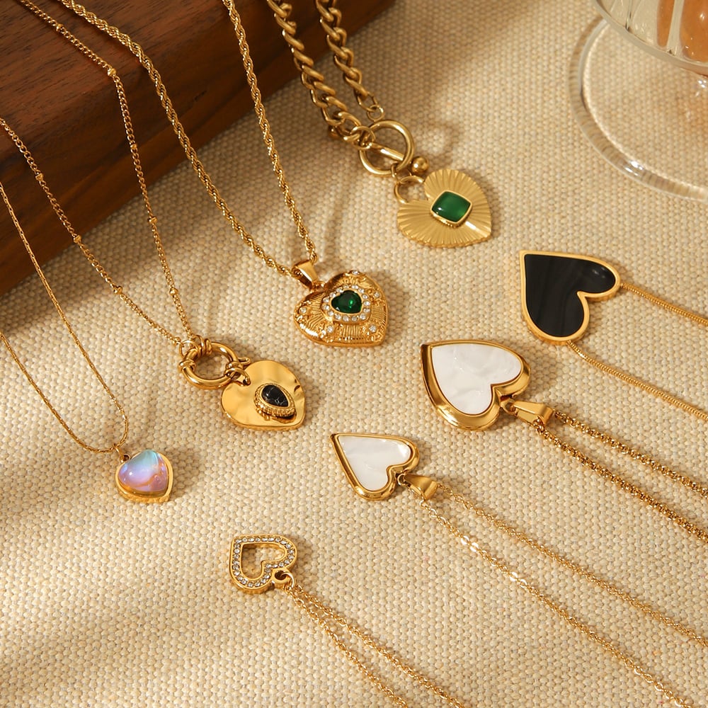 1 Piece Heart Stainless Steel Gold Color Pendant Necklace h5Picture4