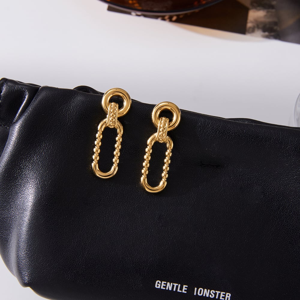 1 Pair Classic Circle Stainless Steel Gold Color Women's Drop Earrings Picture5