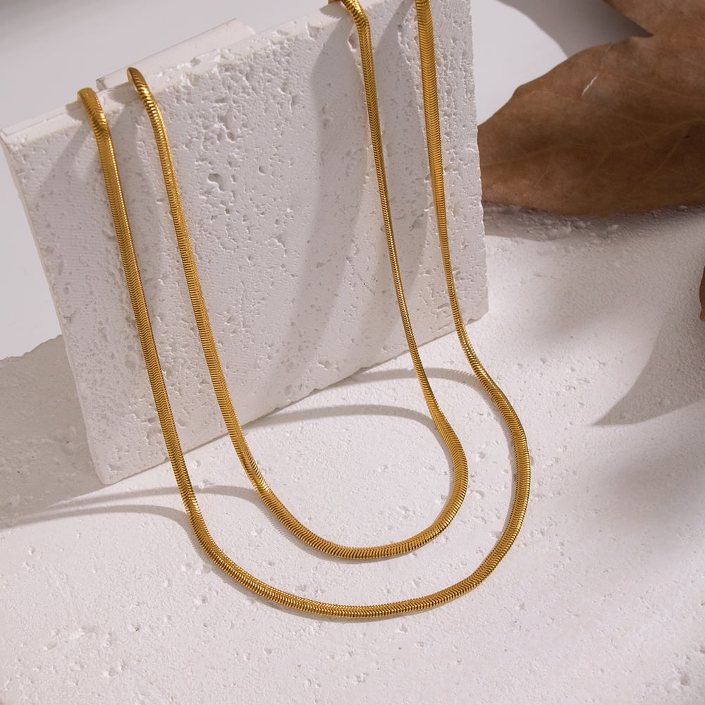 Collier à plusieurs rangs en acier inoxydable doré (1 pièce) Image2