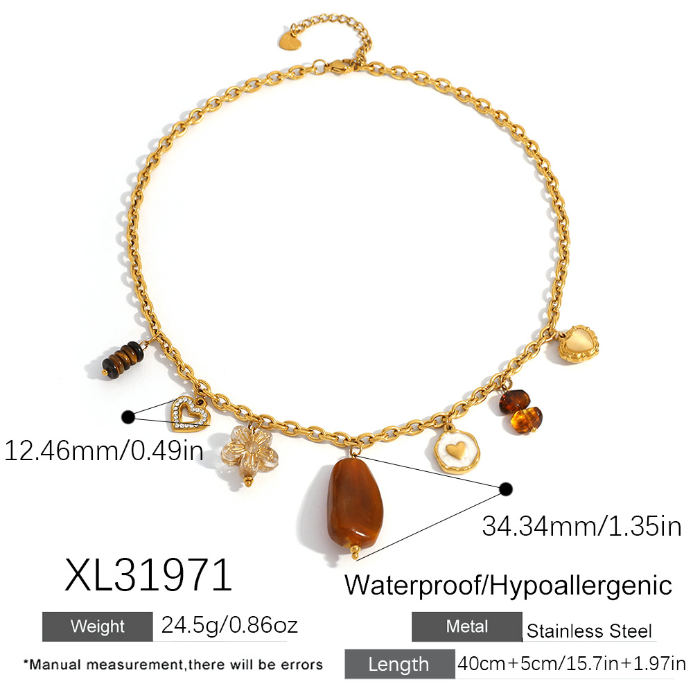 1 Piece  Daily Flower Heart Stainless Steel Women's Pendant Necklaces 