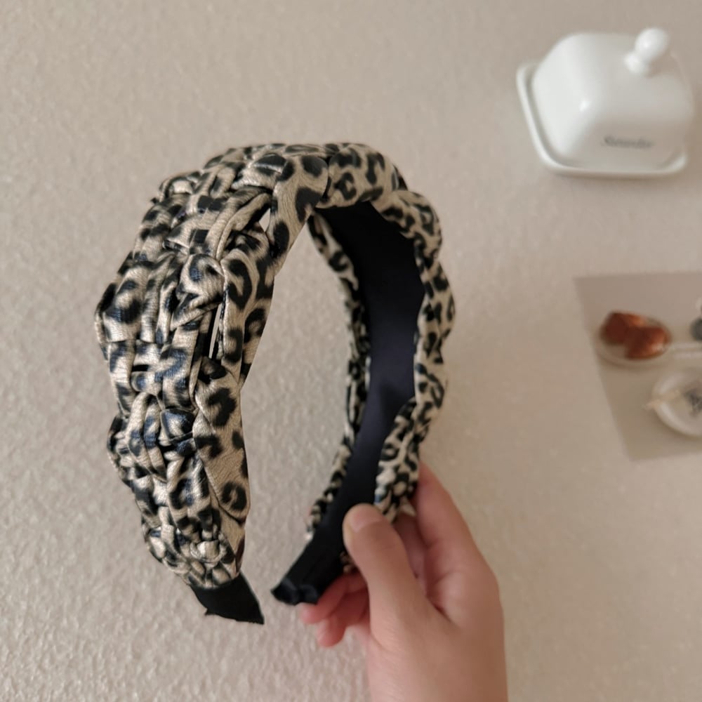 1 bandeau large torsadé à imprimé léopard rétro pour femme