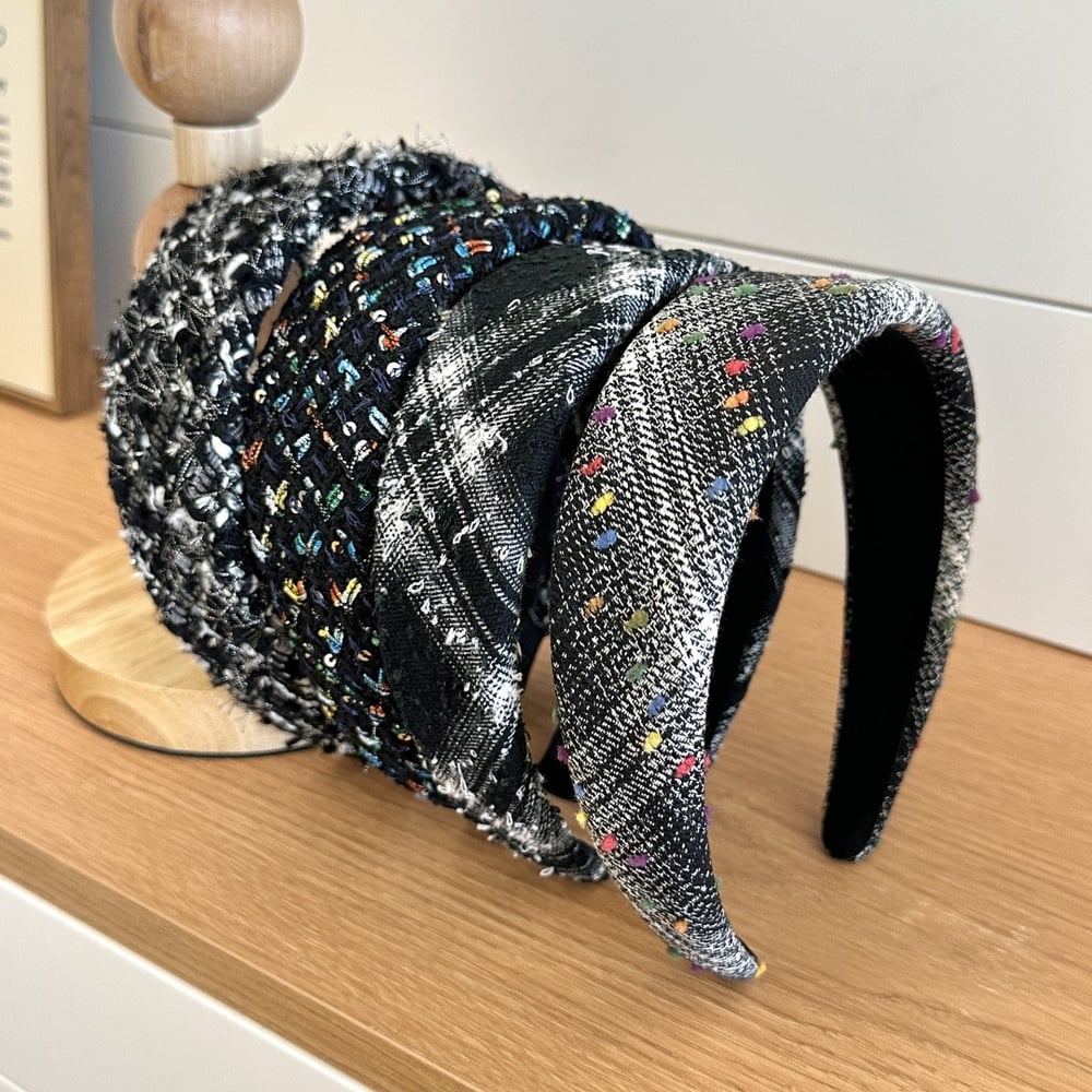 1 bandeau à large bord à carreaux noirs et blancs pour femme h5Image4