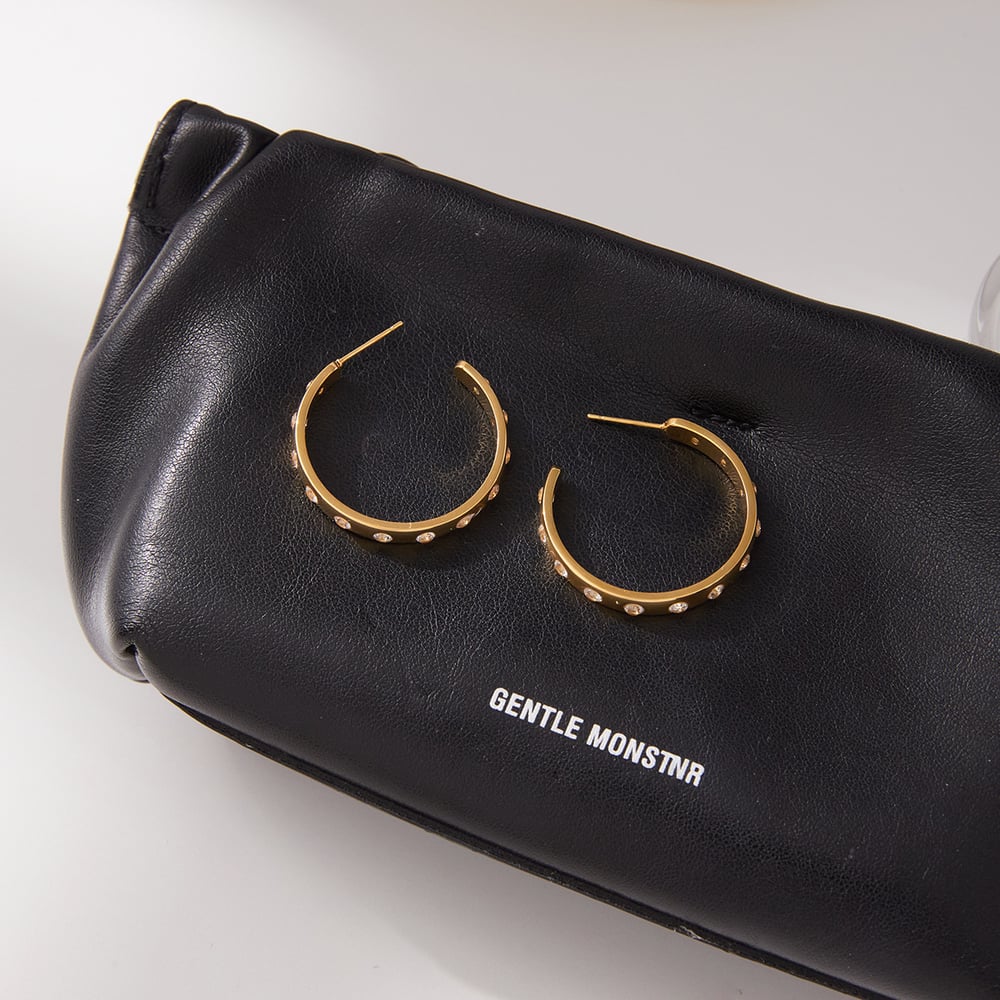 1 Pair Classic Circle Stainless Steel Gold Color Women's Hoop Earrings h5Picture6