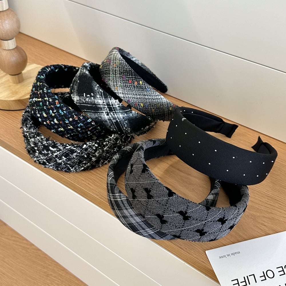 1 bandeau à large bord à carreaux noirs et blancs pour femme h5Image3