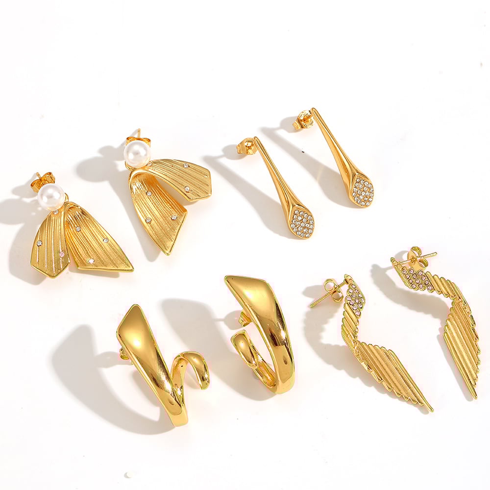 1 Pair Stainless Steel Gold Color Stud Earrings Picture4