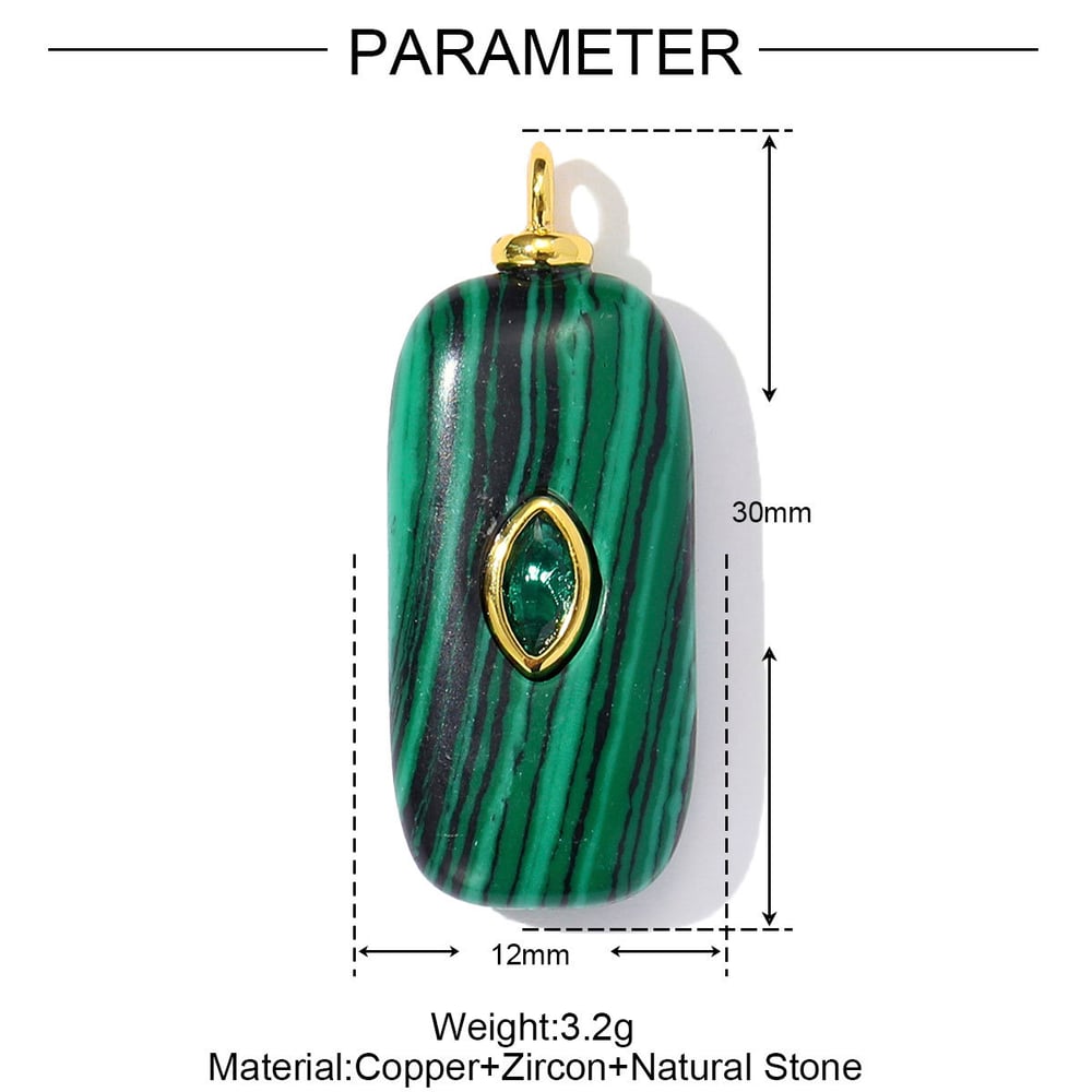 1 Piece Retro Rectangle Copper Natural Stone Zircon Women's Pendants h5Picture2