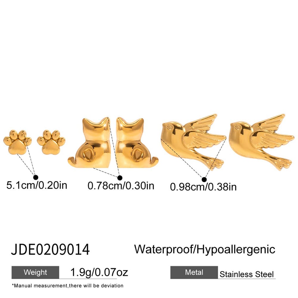 1 Set Vivid Animal Stainless Steel Gold Color Women's Earring Sets h5Picture2