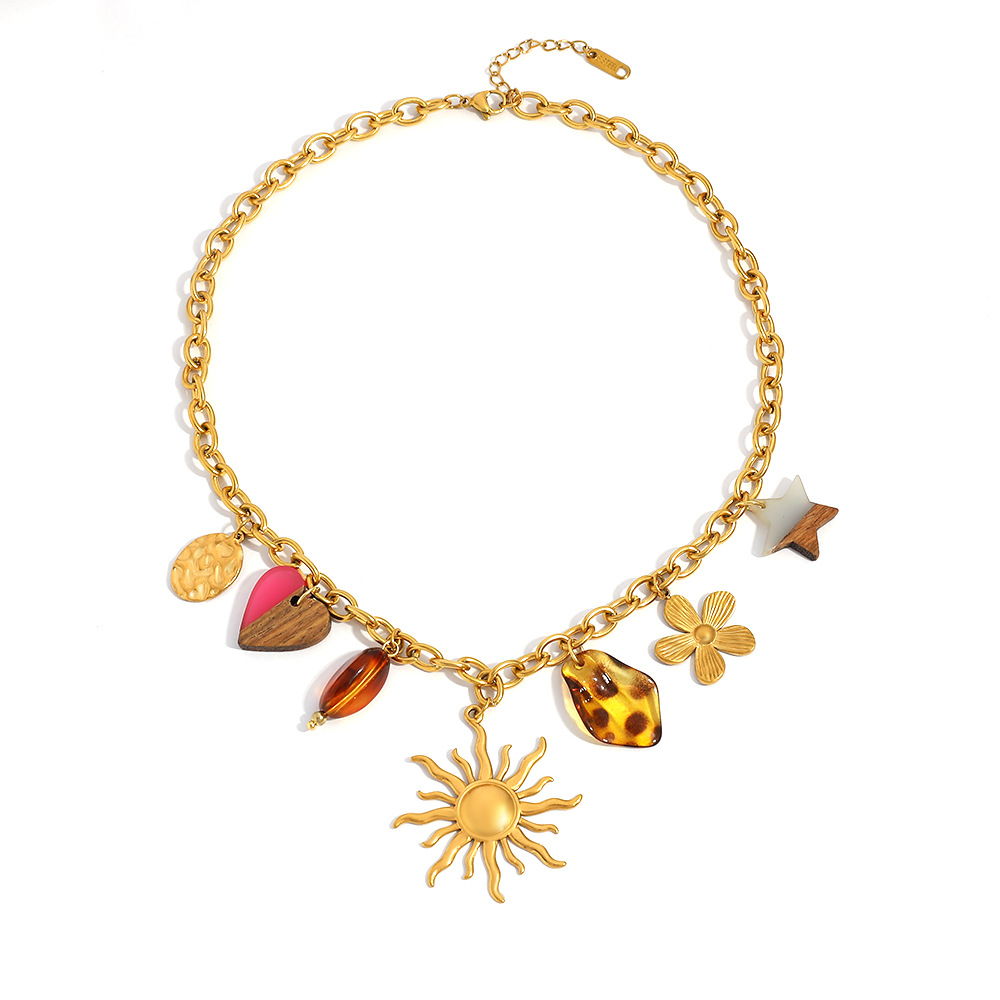 1 Piece Flower Heart Sun Star Stainless Steel Women's Pendant Necklaces Picture5