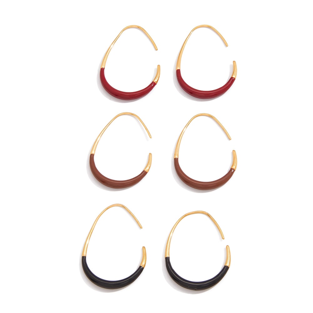 1 Pair Classic Mixed Color Oval Stainless Steel Women's Hoop Earrings Picture8