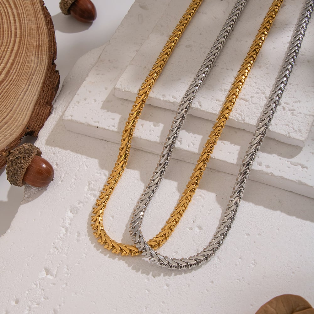 Collier chaîne 1 pièce en acier inoxydable couleur or Image4