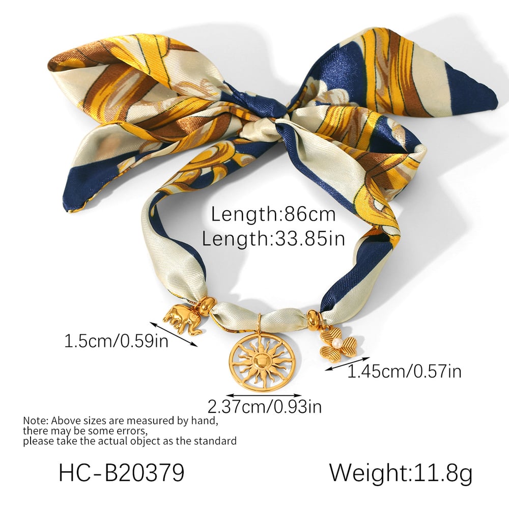 Stainless Steel Heart Gold Color Fabric Pendant Necklace Set h5Picture2