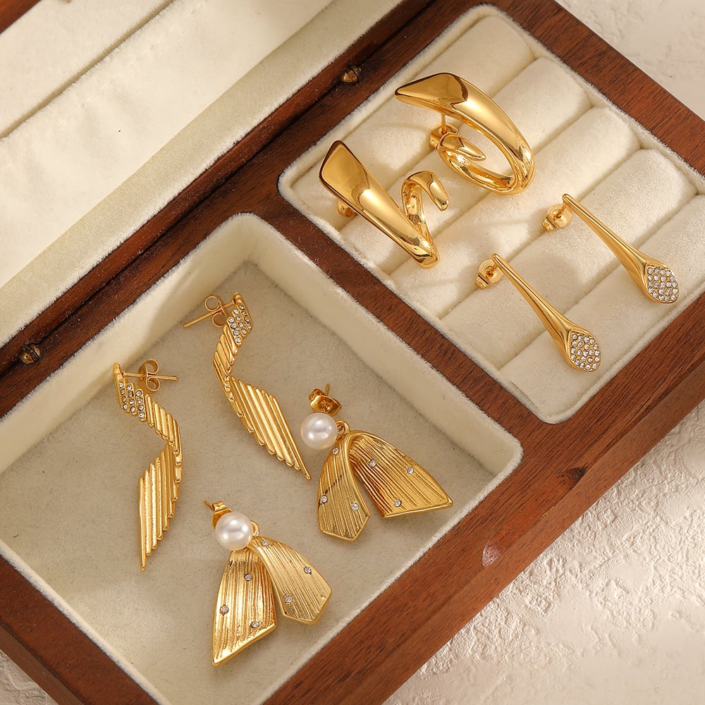 1 Pair Stainless Steel Gold Color Stud Earrings Picture3