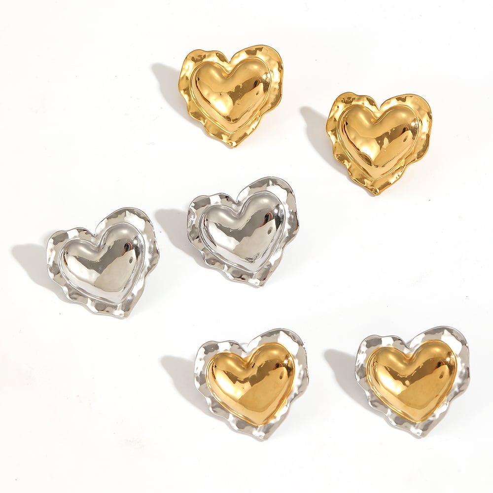 1 Pair Heart Stainless Steel Mixed Color Stud Earrings Picture3