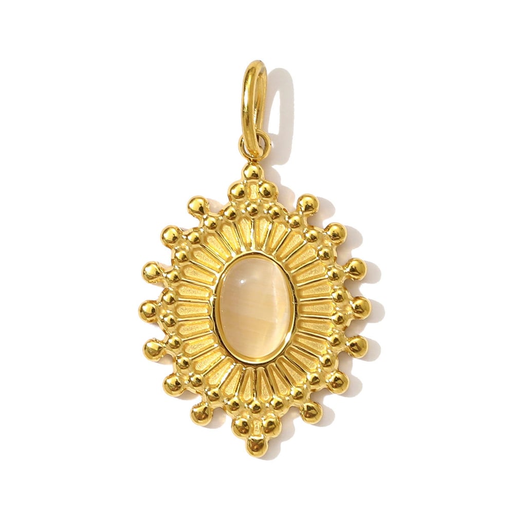 1 Piece Luxurious Natural Stone Circle Stainless Steel Women's Pendants 