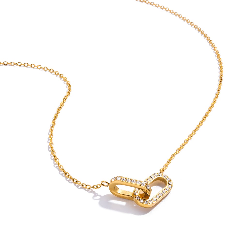 1 Piece Classic Circle Stainless Steel Gold Color Zircon Women's Pendant Necklaces