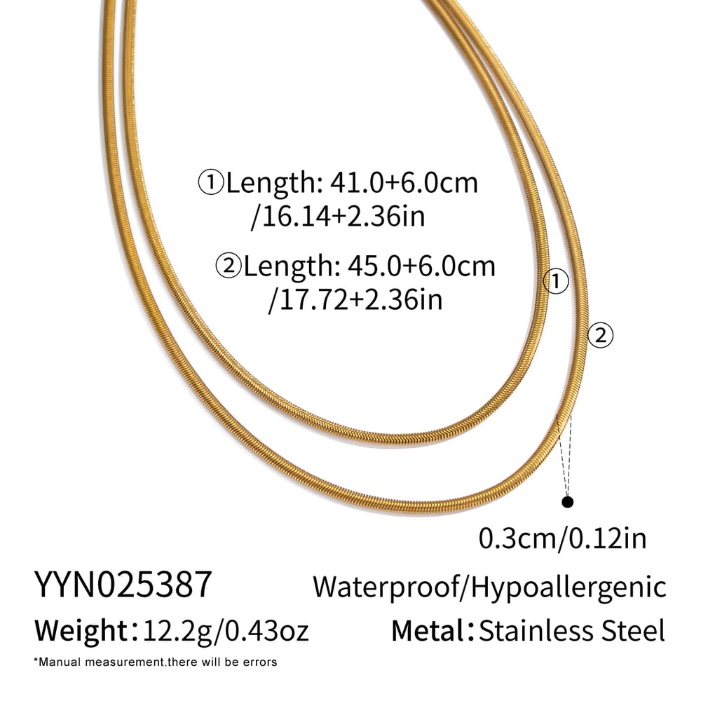 Collier à plusieurs rangs en acier inoxydable doré (1 pièce)
