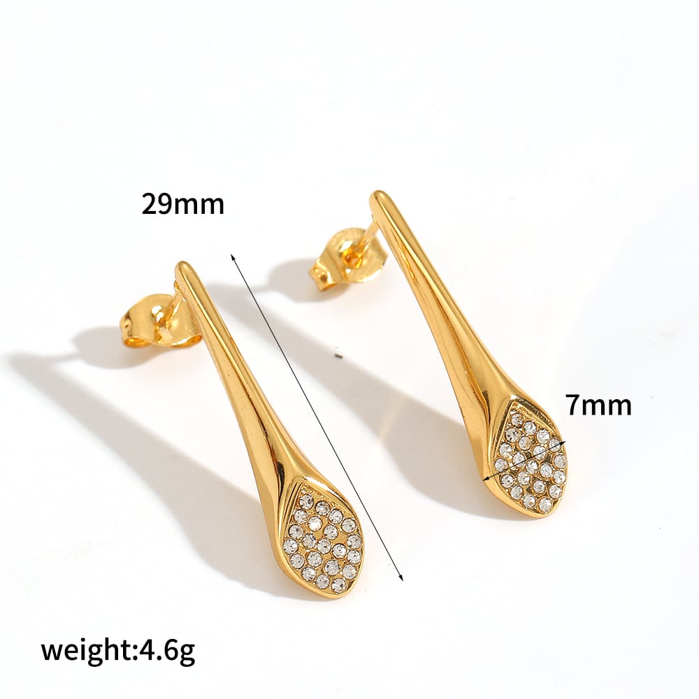 1 Pair Stainless Steel Gold Color Stud Earrings 