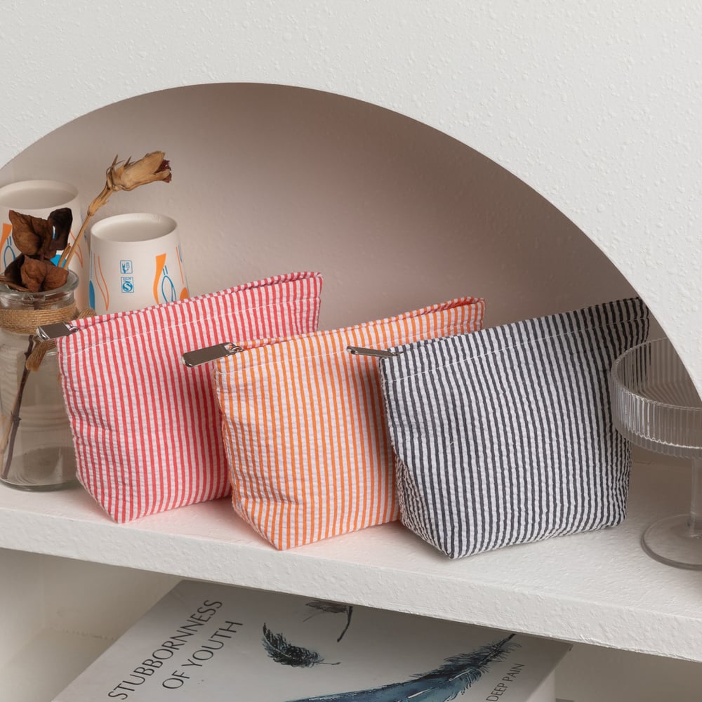 1 Stück lässige Make-up-Tasche mit Streifen Bild2