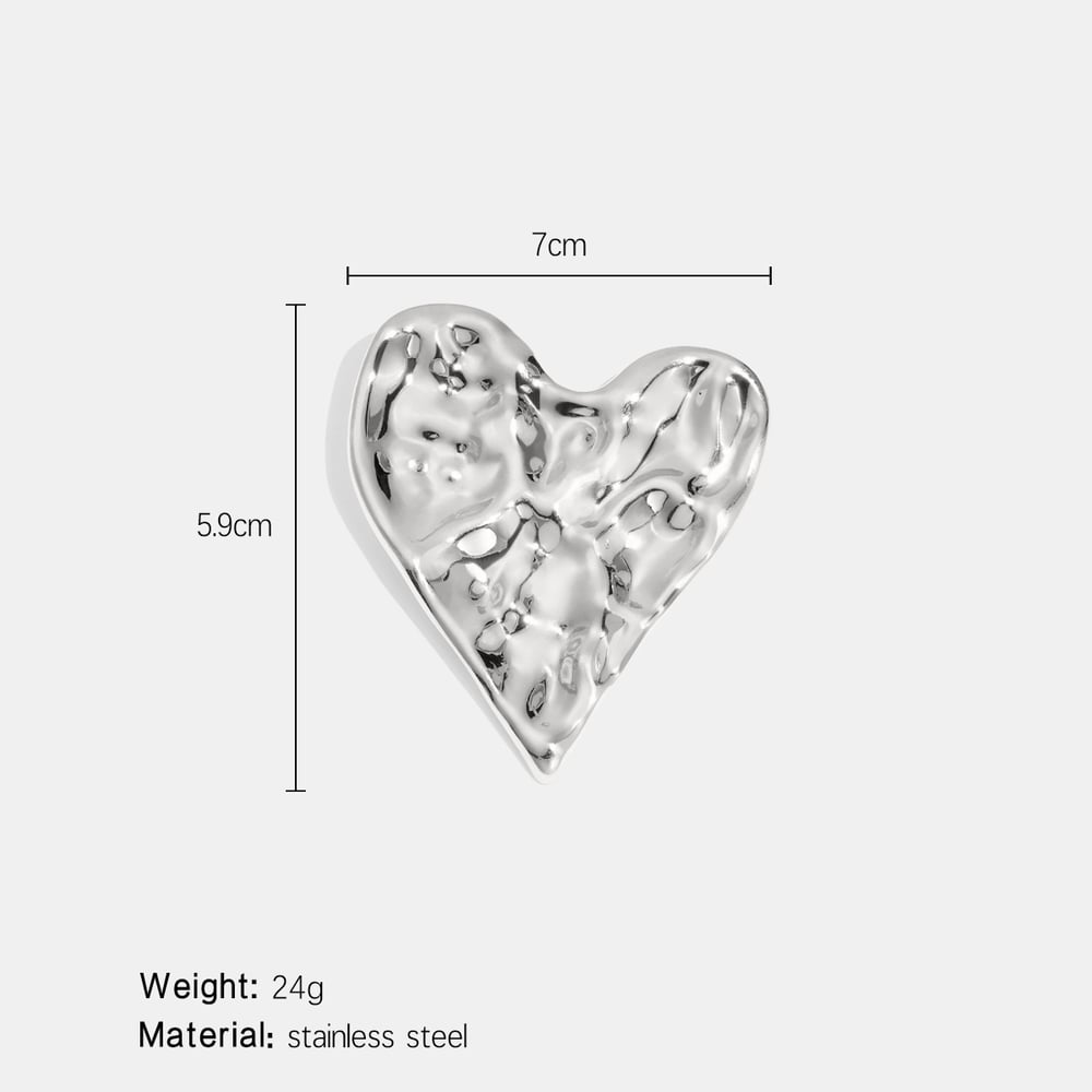 Broche en acier inoxydable doré en forme de cœur et marteau (1 pièce) h5Image2