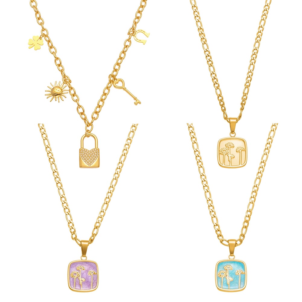 1 Piece Exquisite Flower Stainless Steel Gold Color Women's Pendant Necklaces Picture6