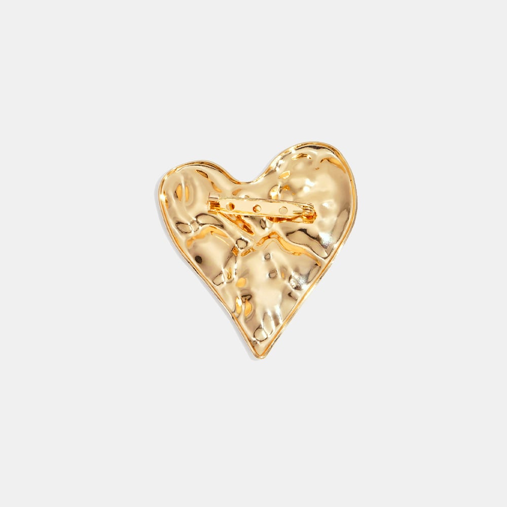 Broche en acier inoxydable doré en forme de cœur et marteau (1 pièce) h5Image5