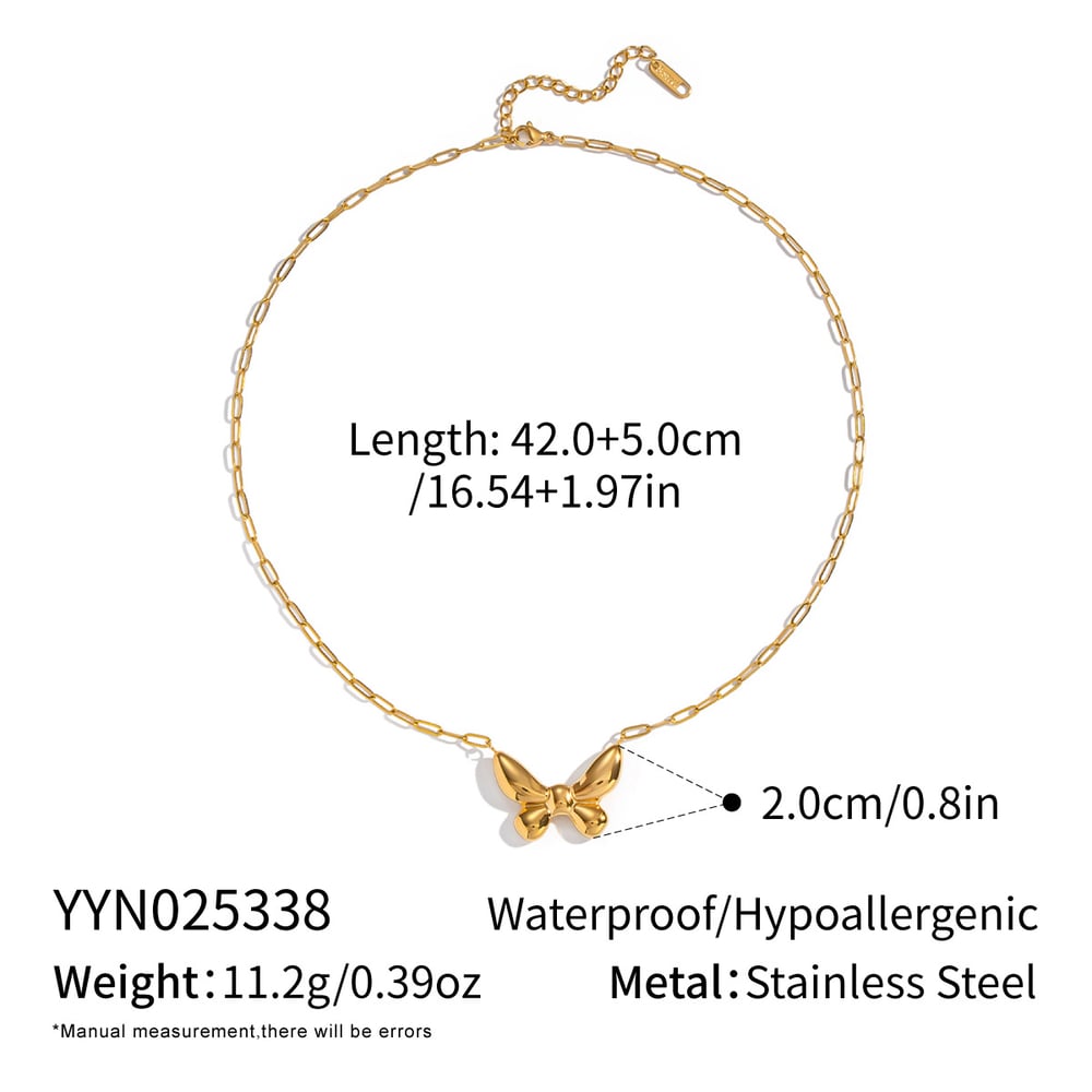 1 Piece Butterfly Stainless Steel Gold Color Pendant Necklace 