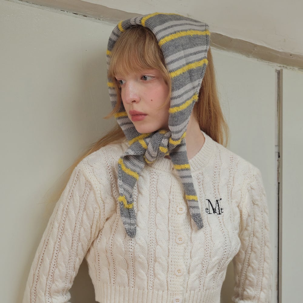 1 Piece Strip Wool Blend Knitted Triangular Scarf h5Picture3