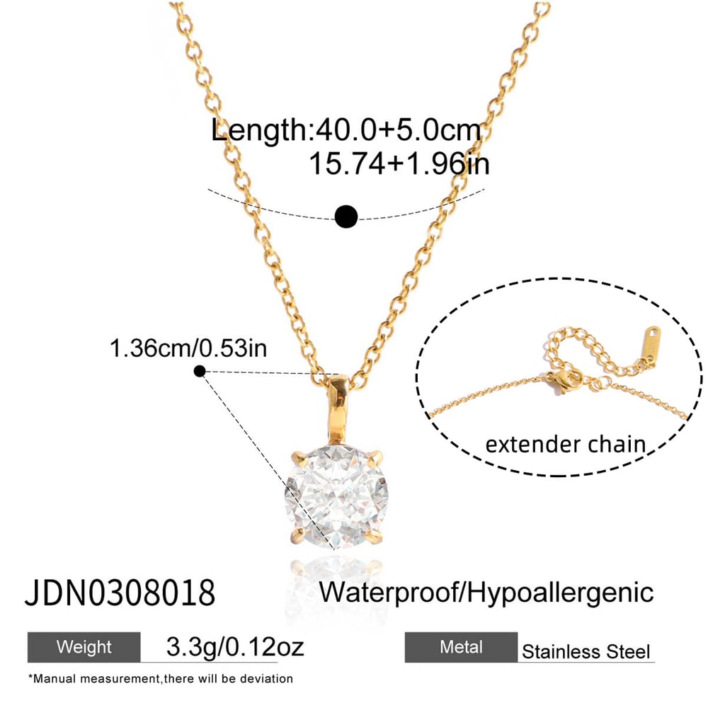 1 Piece Sophisticated Flower Stainless Steel Gold Color Zircon Women's Pendant Necklaces 