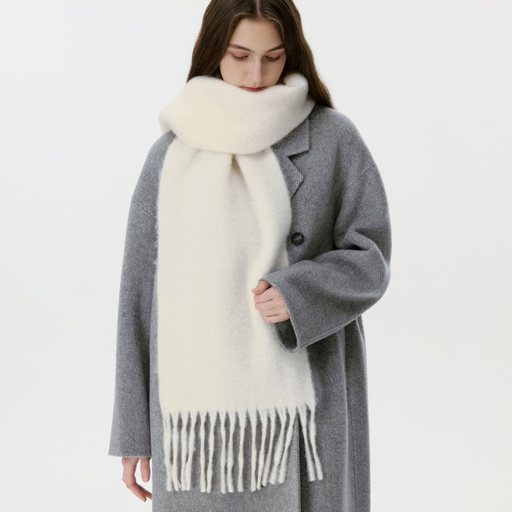 1 Stück einfarbiger Winterschal aus Viskose und Wolle mit Quaste h5Bild3