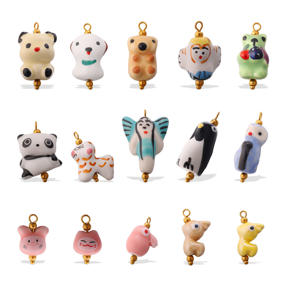 Ciondolo fai da te a forma di animaletto in ceramica, 1 pezzo h5Immagine4